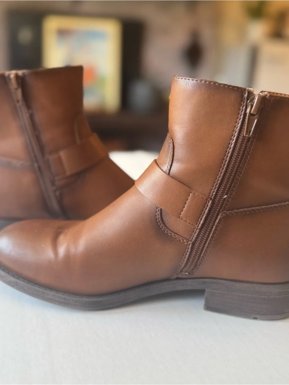 FRYE AND CO. Brown Cormac Ankle Booties with Buckle Strap